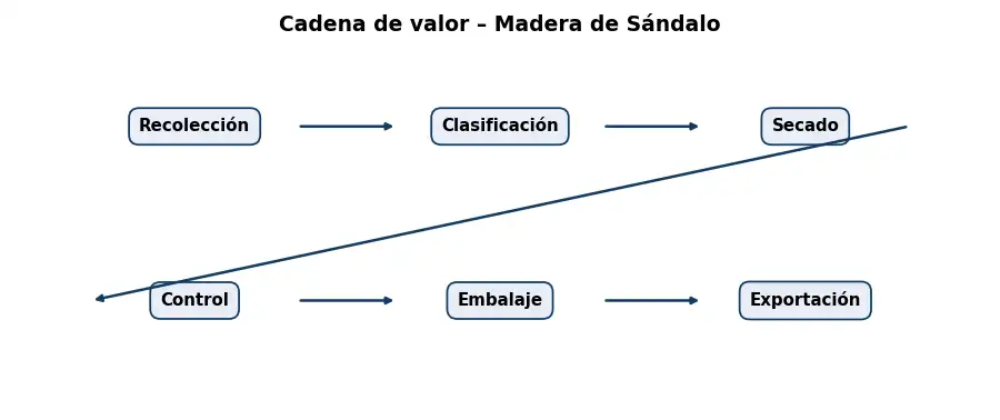Esquema: cadena de valor en el sector Resinas y Maderas