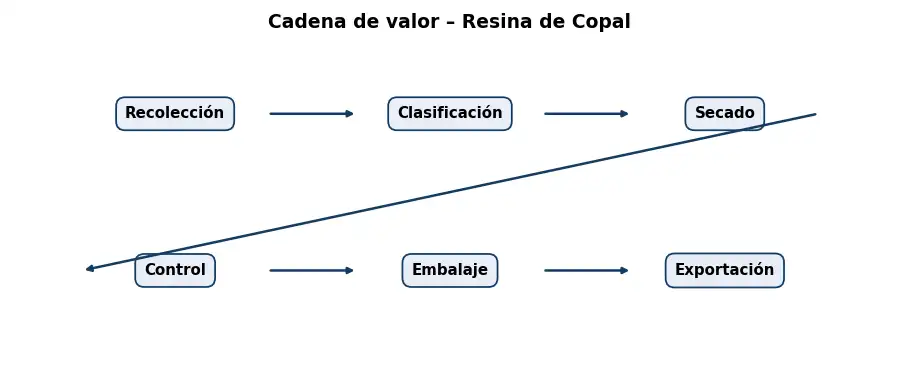 Esquema: cadena de valor en el sector Resinas y Maderas